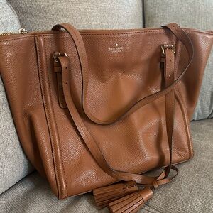 Kate Spade Tan Leather Tote with Tassels